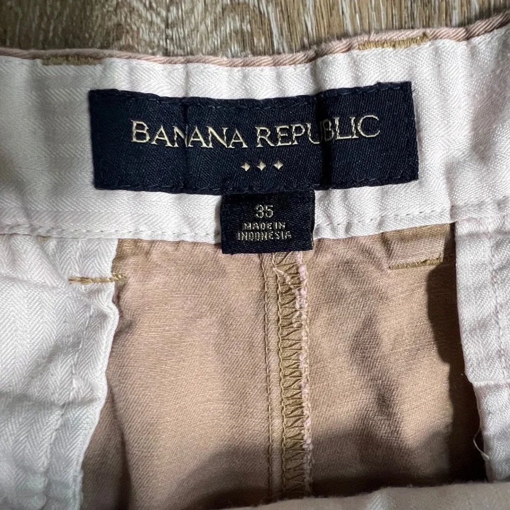 Banana Republic Chino‎ Shorts Mens 35 Tan Khaki Flat Front Cotton Twill Casual